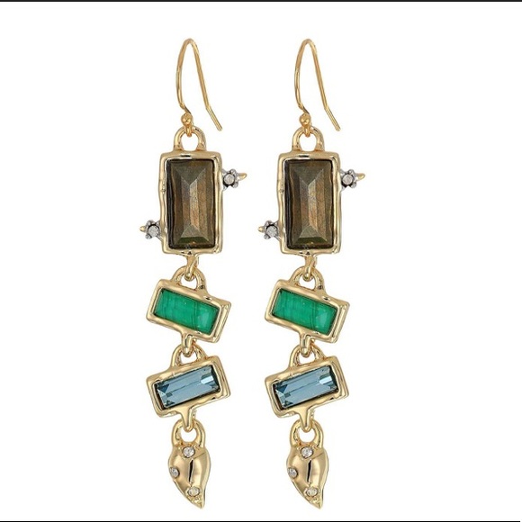 Alexis Bittar Jewelry - Alexis Bittar Molten Metal Multi Gemstone Malachite Dangling Earrings